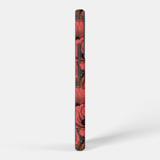 Papavertuin in koraal en bruin samsung galaxy hoesje (Rechterkant)