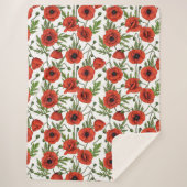 Papavertuin in koraal en bruin sherpa deken (Voorkant)