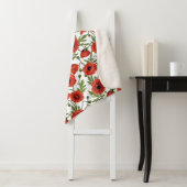 Papavertuin in koraal en bruin sherpa deken (In situ)