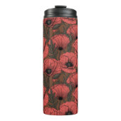 Papavertuin in koraal- en bruine thermische droogt thermosbeker (Voorkant)