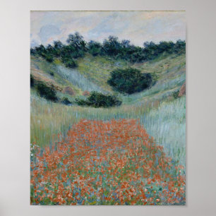 Papaverveld in een holte bij Giverny (door Monet) Poster
