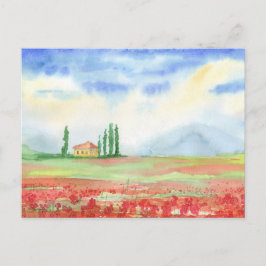 Papaverveld in Toscane Briefkaart