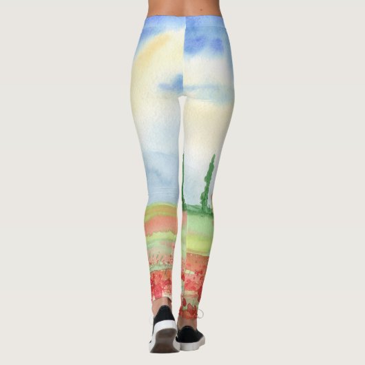 Papaverveld in Toscane Leggings (Achterkant)