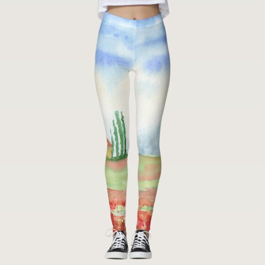 Papaverveld in Toscane Leggings (Voorkant)