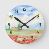 Papaverveld in Toscane Ronde Klok (Voorkant)