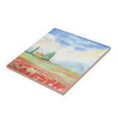 Papaverveld in Toscane Tegeltje (Zijkant)