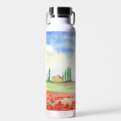 Papaverveld in Toscane Waterfles (Voorkant)