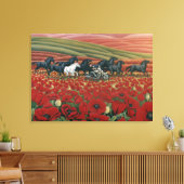 Papavervelden Prints voor wilde paarden en fietser (Insitu (Woonkamer))