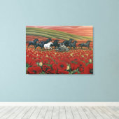 Papavervelden Prints voor wilde paarden en fietser (Insitu (Houten vloer))