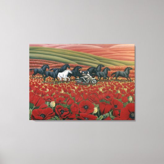 Papavervelden Prints voor wilde paarden en fietser (Voorkant)