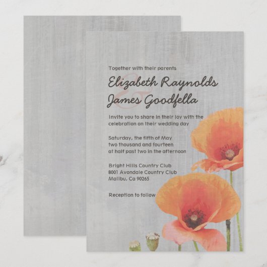  papaverweddenschappen kaart (Voorkant / Achterkant)