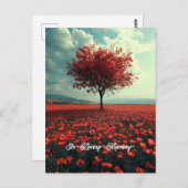 Papaverweide Eenzame Boom Briefkaart (Voorkant / Achterkant)