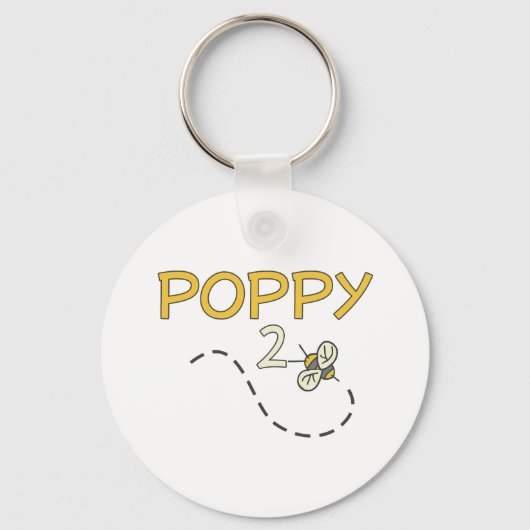 Papavery-2-bijen Sleutelhanger (Voorkant)