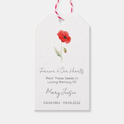 Papaverzaadpakket Funeral Gift Tags Cadeaulabel (Voorkant)