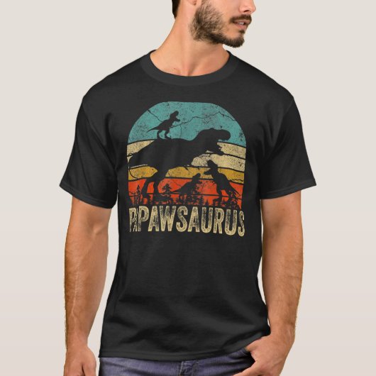 Papaw Dinosaur Papawsaurus 3 Twee Kinder kerstdage T-shirt (Voorkant)