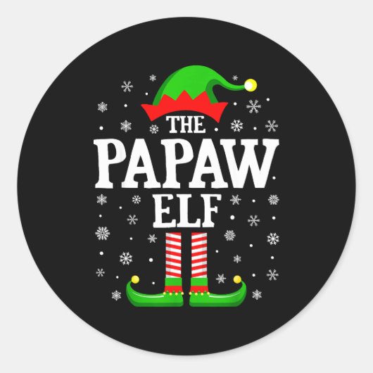 Papaw Elf Funny Christmas Family Matching  Ronde Sticker (Voorkant)