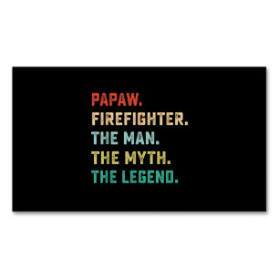 Papaw Firefighter Man Myth Legend Papa Gifts Magnetisch Visitekaartje