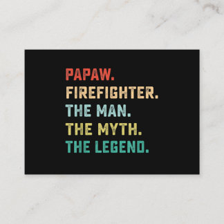 Papaw Firefighter Man Myth Legend Papa Gifts Visitekaartje