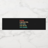 Papaw Firefighter Man Myth Legend Papa Gifts Waterfles Etiket (Enkel label)