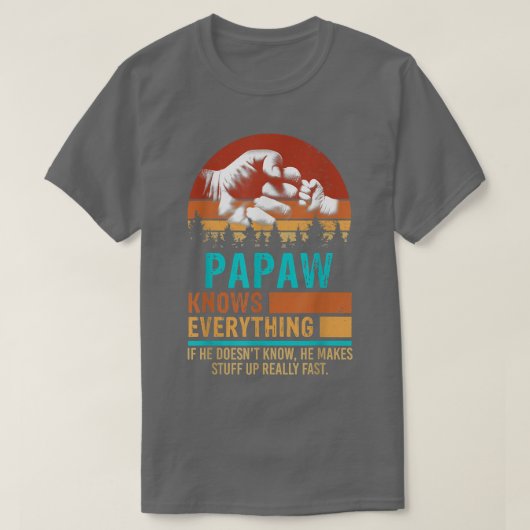 Papaw kent alles vuist, pap en zoon vaders t-shirt (Design voorkant)