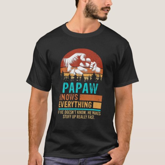 Papaw kent alles vuist poep t-shirt (Voorkant)