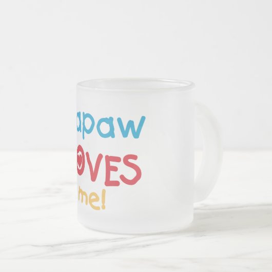 Papaw Loves Me T-shirts en geschenken Matglas Koffiemok (Voorkant rechts)