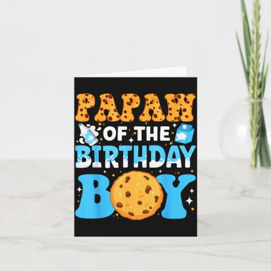 Papaw Of The Birthday Boy Milk And Cookies 1st Bir Kaart (Voorkant)