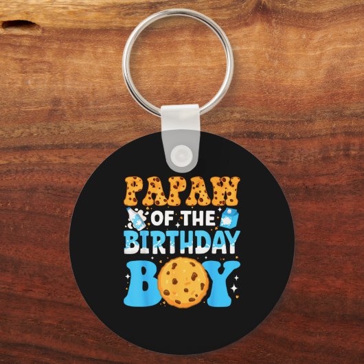 Papaw Of The Birthday Boy Milk And Cookies 1st Bir Sleutelhanger (Voorkant)