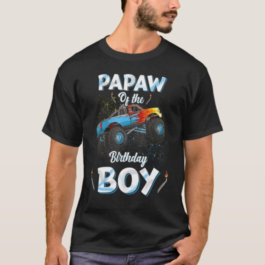 Papaw of the Birthday Boy Monster Truck Bday Manne T-shirt (Voorkant)