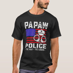 Papaw Politie Het Man De Legende Amerikaanse Vlag T-shirt