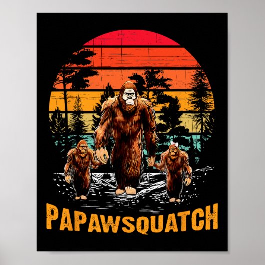 Papaw Squatch Grappige Bigfoot Papa Sasquatch Yeti Poster (Voorkant)