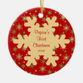 Papaw's eerste kerst rode sneeuwvlok Ornament (Voorkant)
