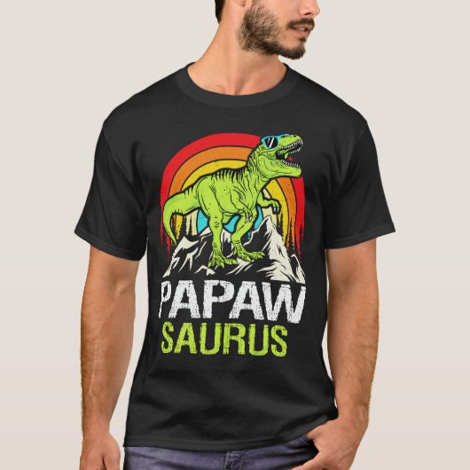Papawsaurus Dinosaur Grandpa Saurus Vaderdag T-shirt (Voorkant)