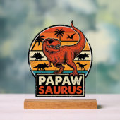 Papawsaurus Retro Dinosaur Zonsondergang Vector De Acryl Bord (Neutraal)