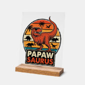 Papawsaurus Retro Dinosaur Zonsondergang Vector De Acryl Bord (Hoek)