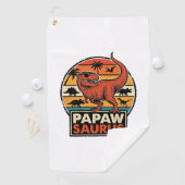 Papawsaurus Retro Dinosaur Zonsondergang Vector De Golfhanddoek (Insitu)