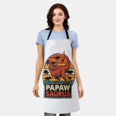 Papawsaurus Retro Dinosaur Zonsondergang Vector De Schort (Gedragen)