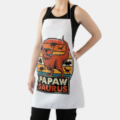 Papawsaurus Retro Dinosaur Zonsondergang Vector De Schort (Insitu)