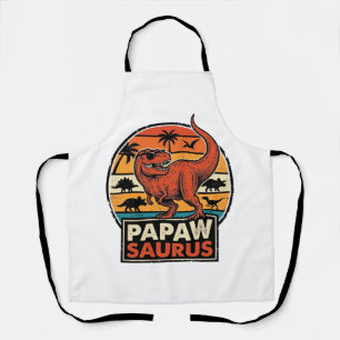 Papawsaurus Retro Dinosaur Zonsondergang Vector De Schort