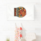 Papawsaurus Retro Dinosaur Zonsondergang Vector De Spandoek (Insitu)