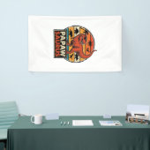 Papawsaurus Retro Dinosaur Zonsondergang Vector De Spandoek (Beurs)