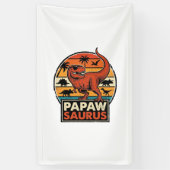 Papawsaurus Retro Dinosaur Zonsondergang Vector De Spandoek (Verticaal)