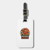 Papawsaurus Retro Dinosaur Zonsondergang Vectoront Bagagelabel (Voorkant verticaal)