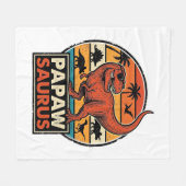 Papawsaurus Retro Dinosaur Zonsondergang Vectoront Fleece Deken (Voorkant (Horizontaal))
