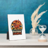 Papawsaurus Retro Dinosaur Zonsondergang Vectoront Fotoplaat (Zijkant)