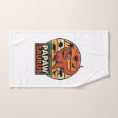 Papawsaurus Retro Dinosaur Zonsondergang Vectoront Handdoek (Handdoek)