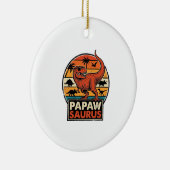 Papawsaurus Retro Dinosaur Zonsondergang Vectoront Keramisch Ornament (Rechts)