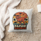 Papawsaurus Retro Dinosaur Zonsondergang Vectoront Kussen (Deken)