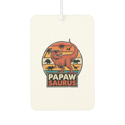 Papawsaurus Retro Dinosaur Zonsondergang Vectoront Luchtverfrisser (Voorkant)
