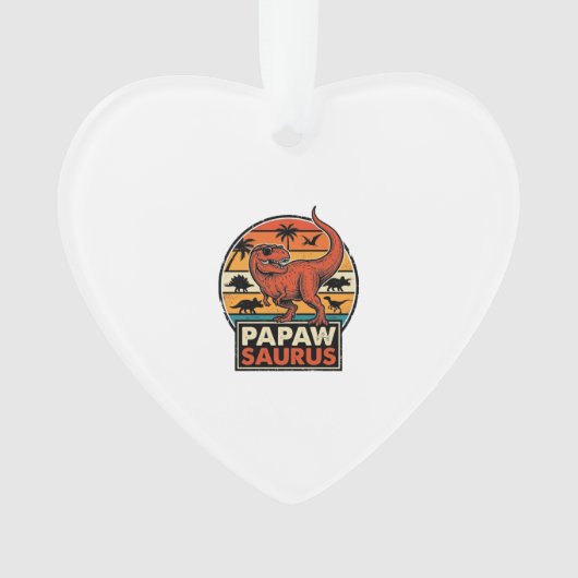 Papawsaurus Retro Dinosaur Zonsondergang Vectoront Ornament (voorkant)